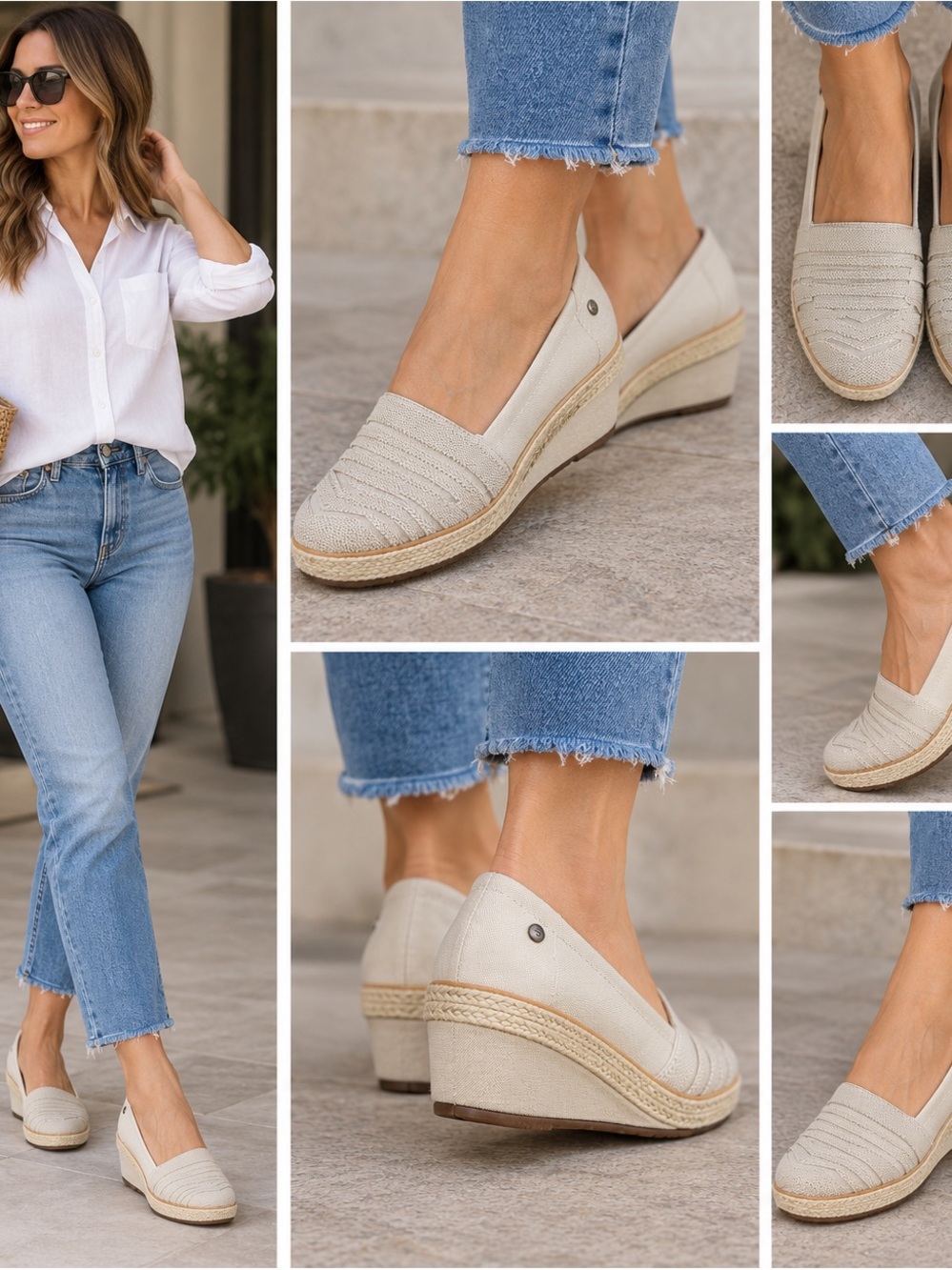 Ked’s Grasshoppers Women’s Size 9.5 Beige Canvas Wedge Slip-On Comfort